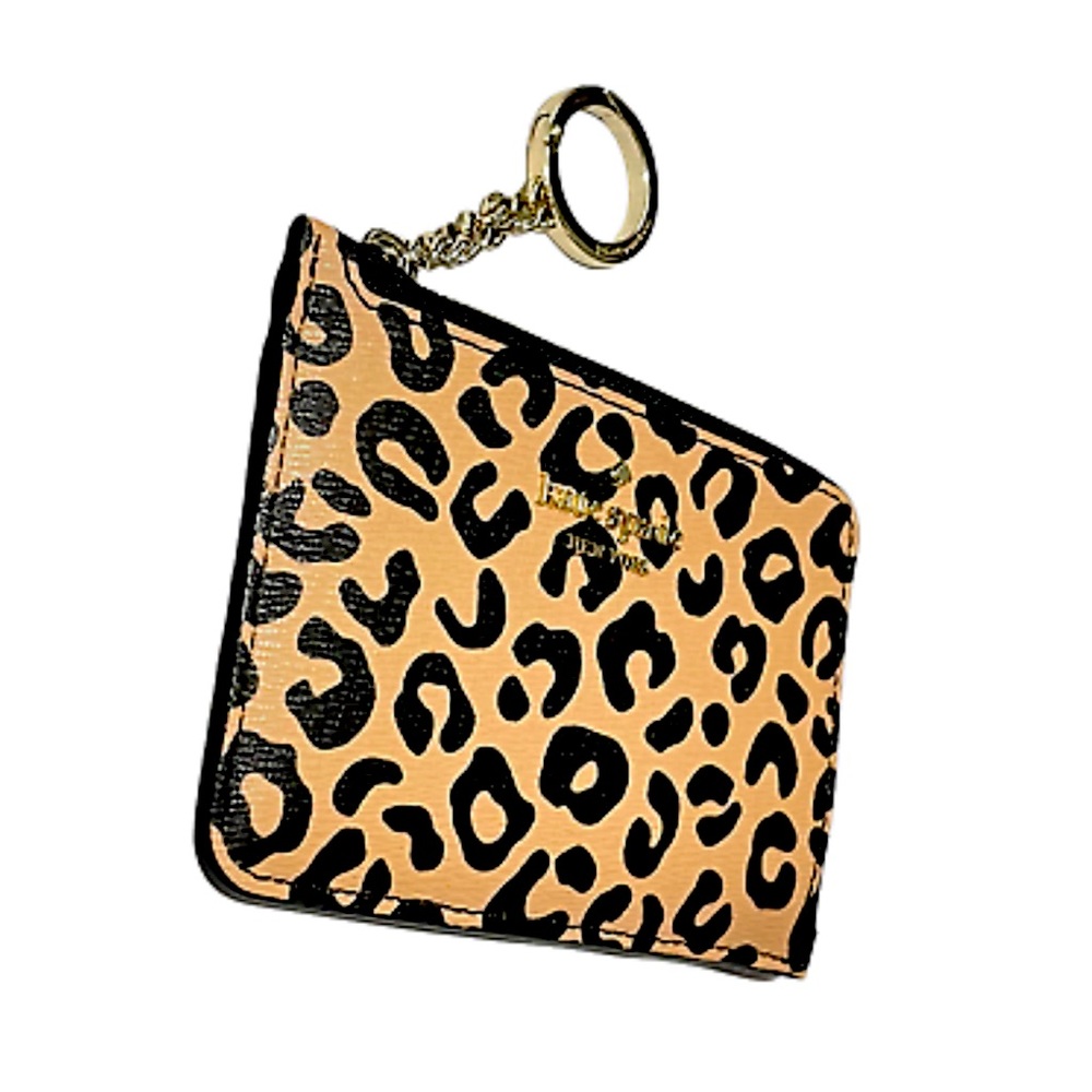 Kate Spade Darcy Leopard l-Zip Key Ring Cardholder